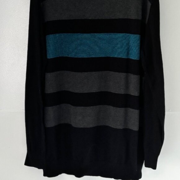 Billabong XL Crew Neck Pullover Sweater Black Blue Gray Striped Surfer Preppy - Picture 2 of 5